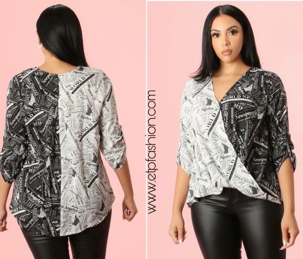 Blouse black and white long sleeve