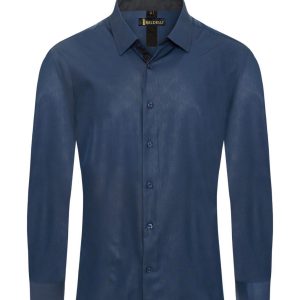 Men Navy blue button up shirt