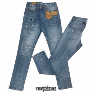 Indigo men's jeans torn from the front Ref: 80297