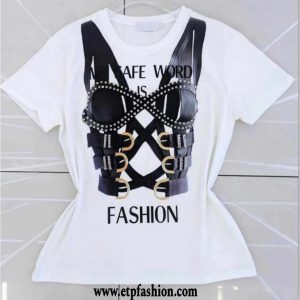 Women's t-shirt white with black design on the front