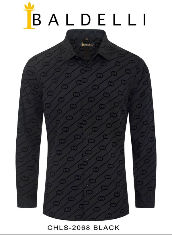 Men black long sleeved button up shirt
