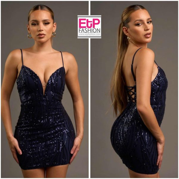 Womens Navy Blue Dress With Sequins