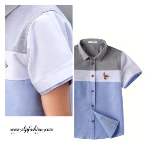 Formal Shirt For Boys Tricolor, White, Gray And Light Blue