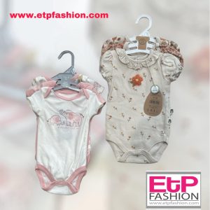 3 Piece Set Baby Girls Bodysuits With Elephant Desing