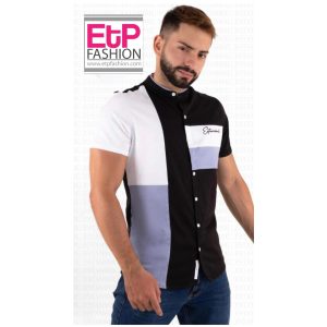 Mens shirt black with desing purple