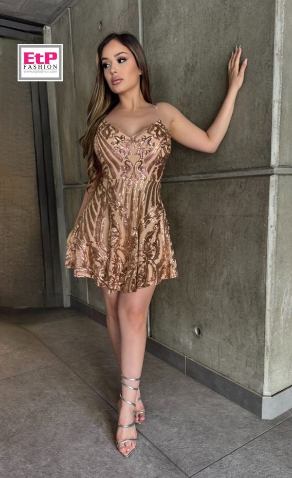 Women's short gold sequin dress
