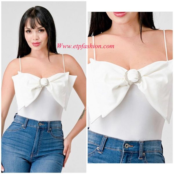 White Strappy Bodysuit For Women