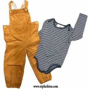 Two-piece set for boys overalls and bodysuit