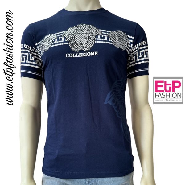Mens T-shirt With Desing On The Chest And Sleeves By Versace