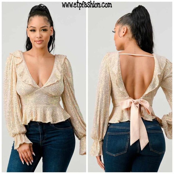Black and gold long sleeve blouse