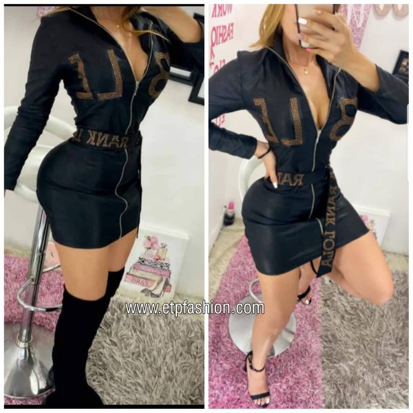 Women black/gold dress - Image 2