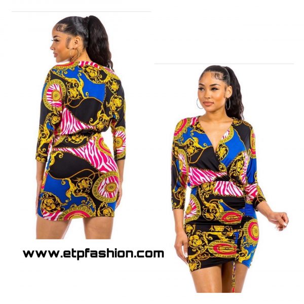 Black Dress with Colorful Designs