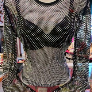 transparent blouse with rhinestones