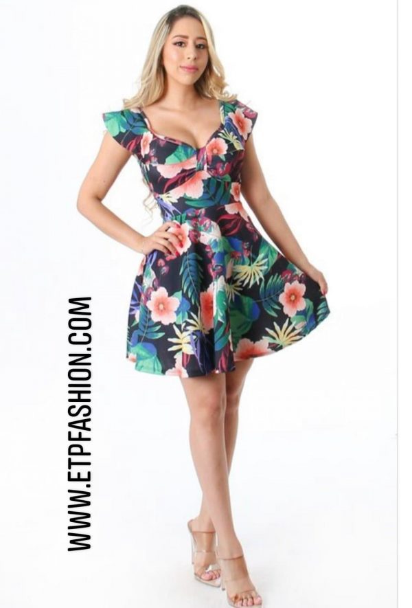 Black Dress With Flower Print