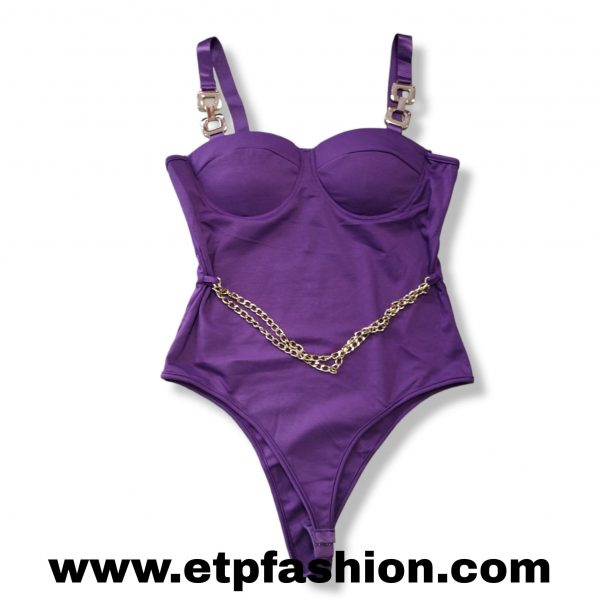 Purple Bodysuit With Chain Acesspry