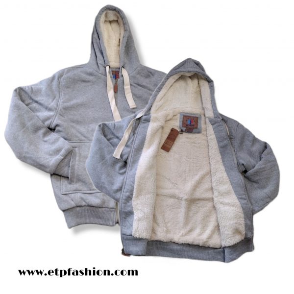 Gray Hoodie With Zipper Clouse And Inside With Teaddy