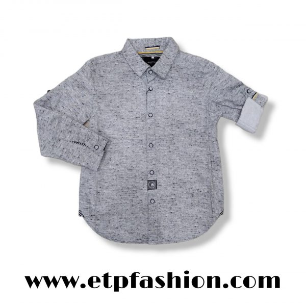 Long-sleeved Shirt For Boys In Gray With Black Dots