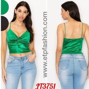 Top in green color in satin fabric for womens