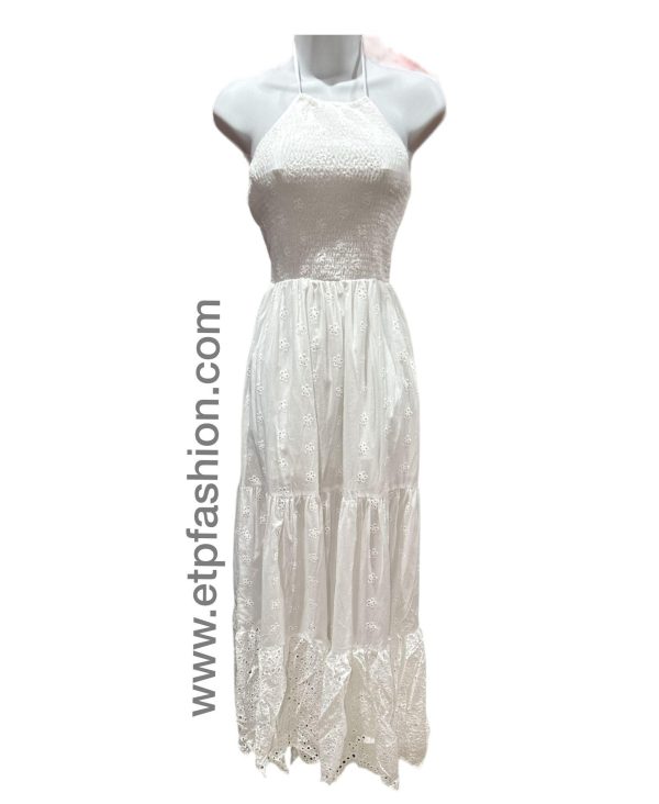 Long white strappy dress for womens