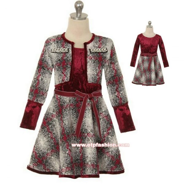 Girls Raw Hem Tweed Dress