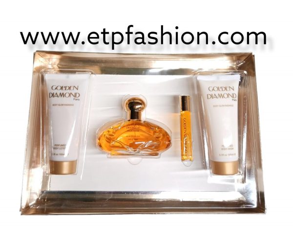 Golden diamond four piece lotion set for women