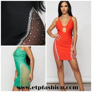 Black Dress With Transparent Black Fabric The Legs And Glitter Detail