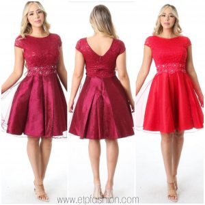 Women Dress In Red and Wine Color With Lace