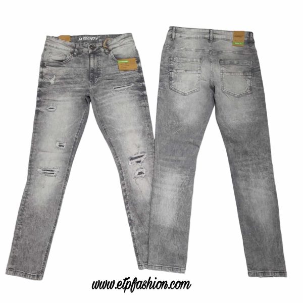 Men's Gray Stained Jeans with Front Design Ref:MS-80245 - Image 2
