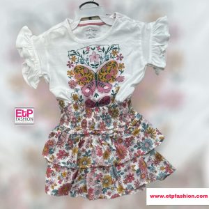 2 Piece Set Blouse And Skirt Floral Desing