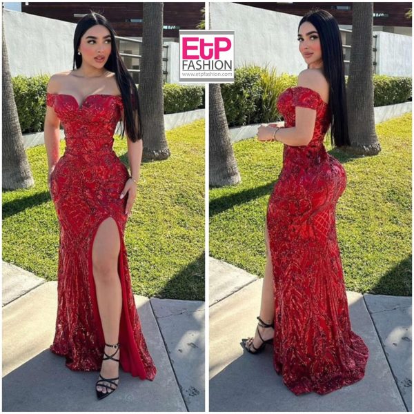 Womens Red Dress With Sequins