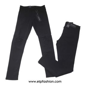Black Mens Jeans With Features On The Kness