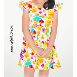 Girl's Dress with Floral Print of Various Colors