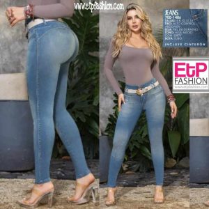 Colombian Indigo Green Jeans With Gray Strap Ref:700-1486