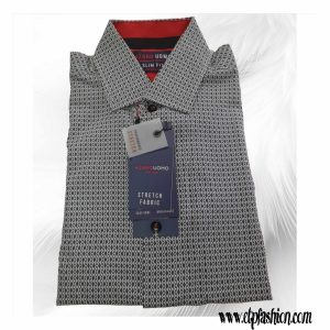 Men's Long-sleeved Black And White Printed Shirt