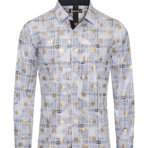 Men white long sleeve button up shirt
