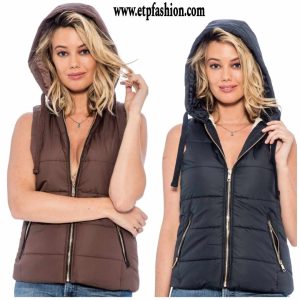 Women's thermal vest in brown and dark blue