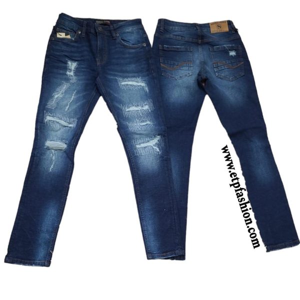 Ripped Blue Skinny Jeans Style Ref:SR311