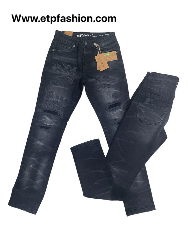 Broken  Light Black Skinny Jeans For Men Ref:80313