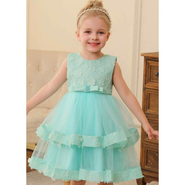 Elegant Aqua Dress for Girls - Image 2