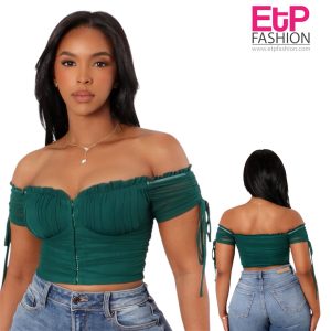 Women's two-tone crop top with snaps at the front