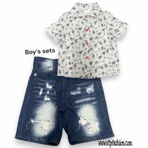 Two Piece Set For Boys t-shirt With Desing And Blue