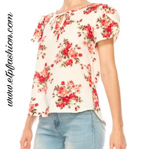 Floral Womens Blouse With Zipper On The Back