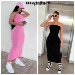 Long Summer Dress For Women In 2 Colors Black And Pink
