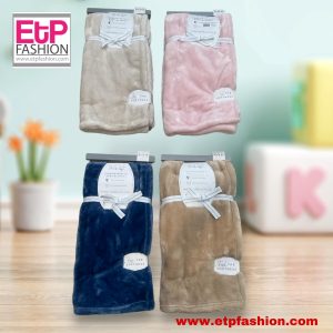 Baby Blanket Pink, Blue, Beige And Khaki