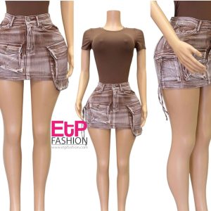 women's tan denim skirt