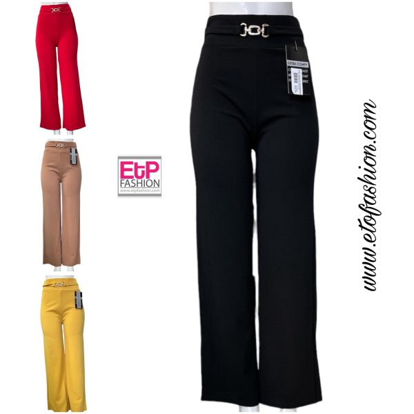 Elegant Strech Womens Pants With Accesory Decoration
