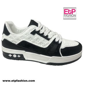 Shayna Style Tennis Shoes In Black With White