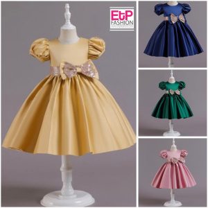 Girls Pink Dress With Sequins On The Sleeves