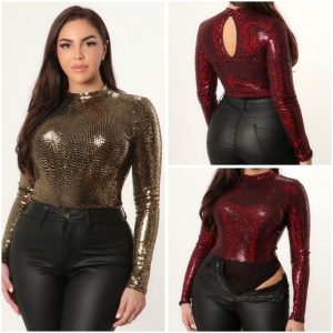 Women's body in gold and wine color's