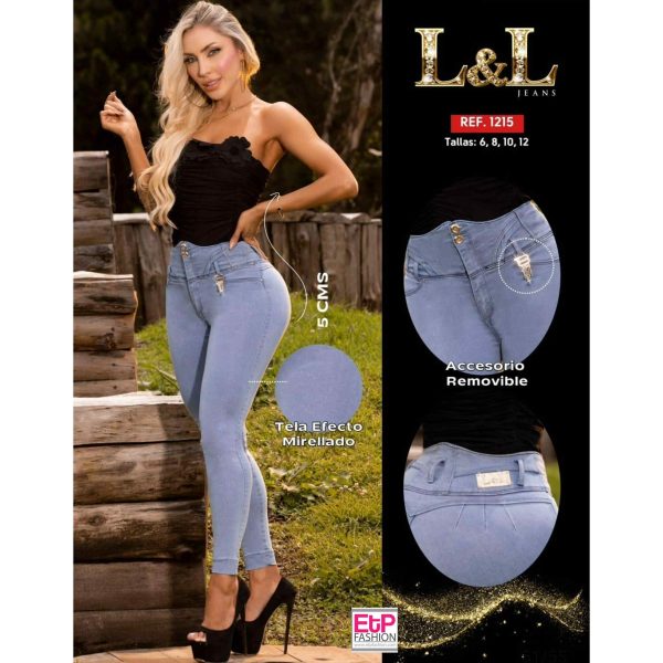 Women's light  blue with glitter jeans - Image 2